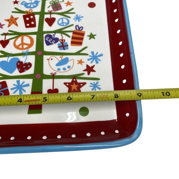 Cracker Barrel Christmas Tree Ceramic Serving Platter 13" x 9" Festive Holiday - Picture 4 of 6